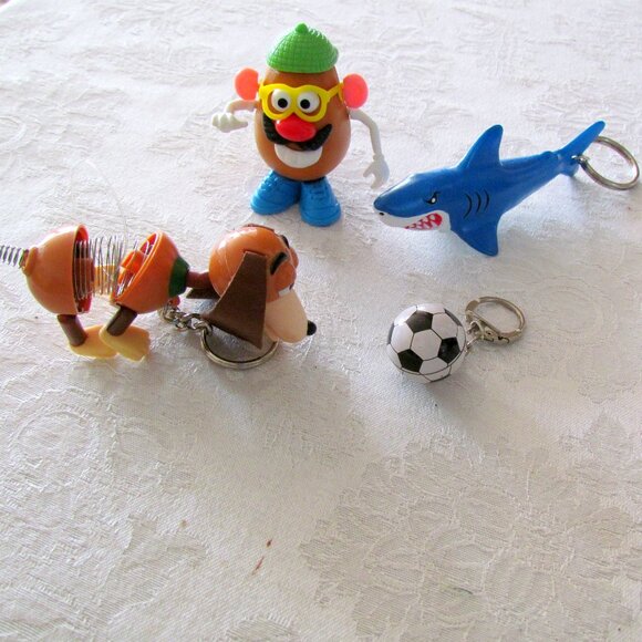 4 KIDS KEYCHAINS: TOY STORY DOG &  MR POTATO HEAD, SHARK, SOCCER BALL - Picture 4 of 4
